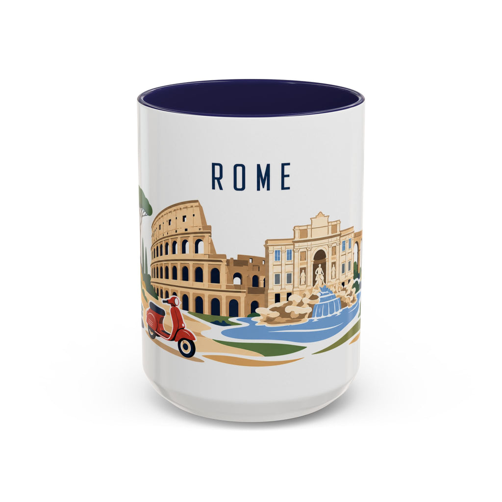 Rome Coffee Mug | Italy Travel Souvenir | Porcelain Decal City Gift | 11oz 15oz Accent Mug