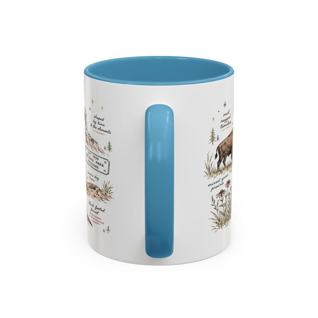 Badlands National Park Coffee Mug | South Dakota Prairie Fossil Hiking Gift | Accent Color Ceramic 11oz 15oz