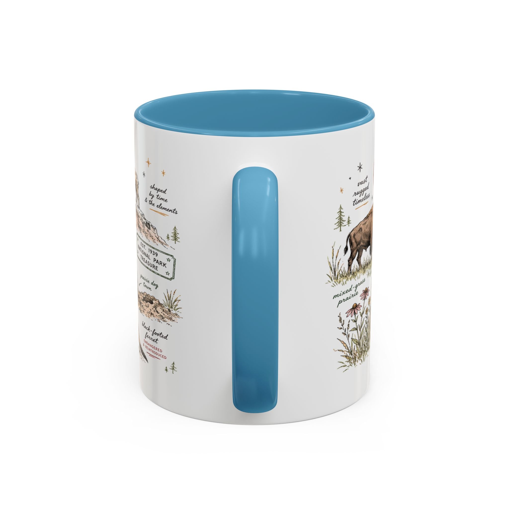 Badlands National Park Coffee Mug | South Dakota Prairie Fossil Hiking Gift | Accent Color Ceramic 11oz 15oz