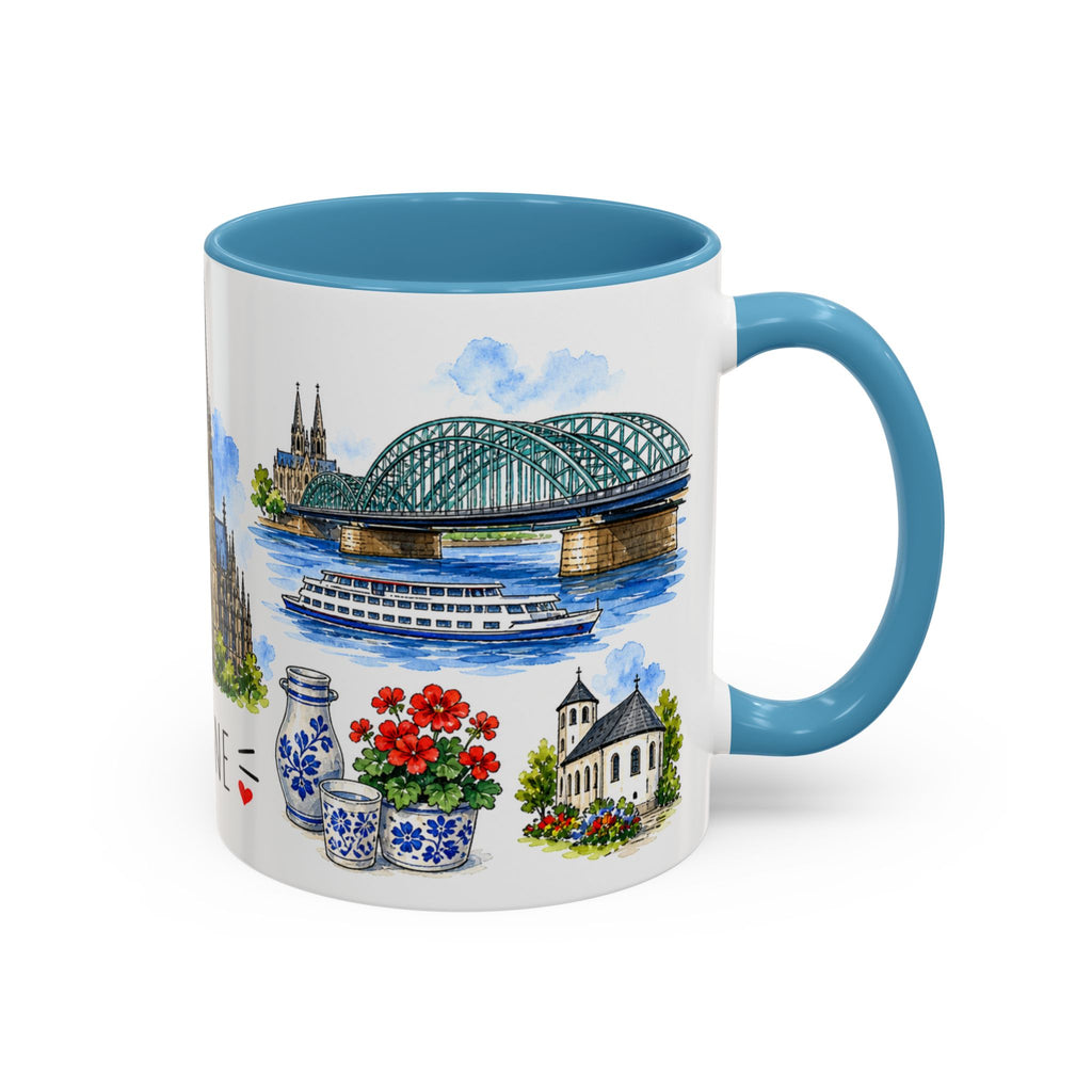 Cologne Illustrated Travel Mug | City Souvenir Accent Coffee Mug | 11oz 15oz Ceramic Cup