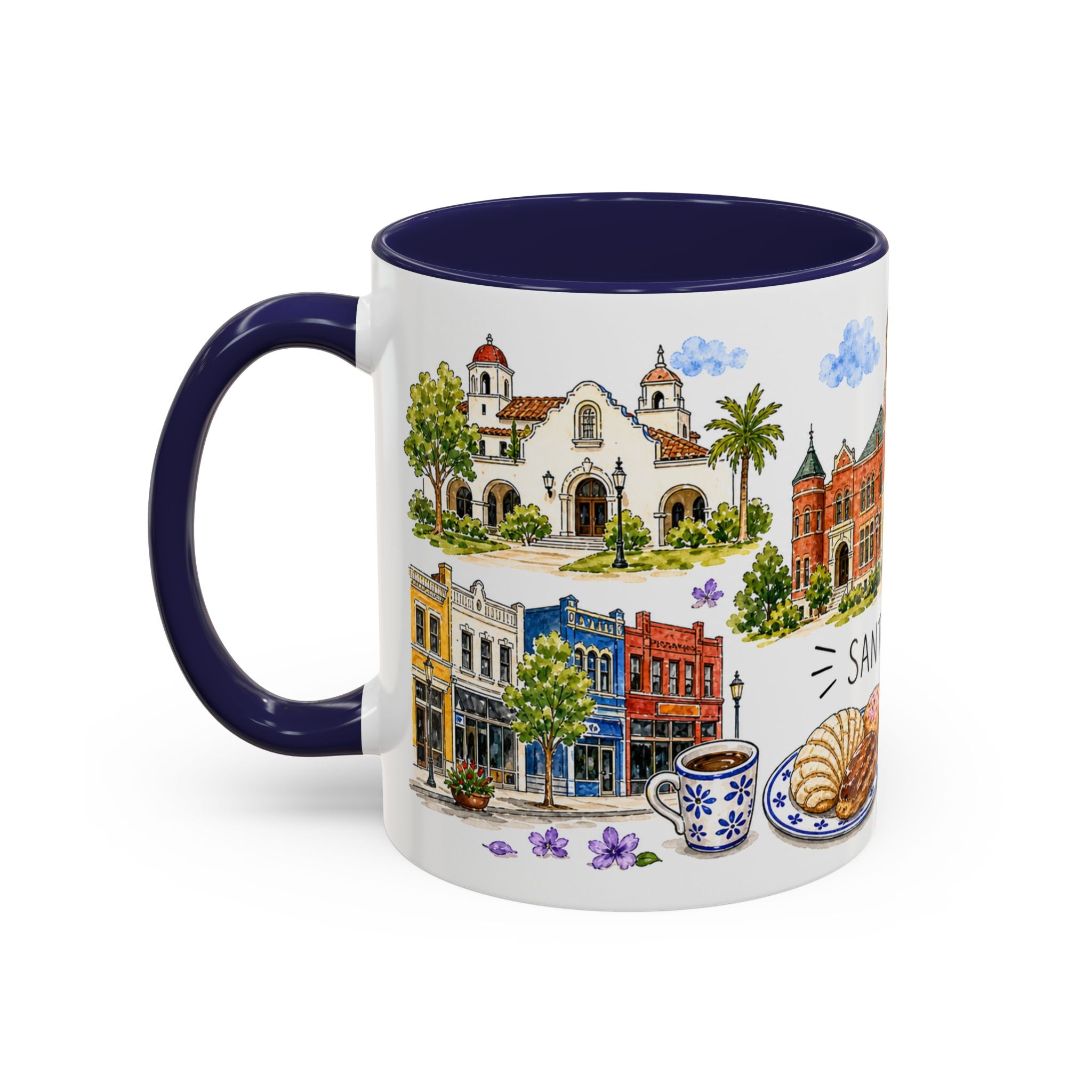 Santa Ana Illustrated Travel Mug | City Souvenir Accent Coffee Mug | 11oz 15oz Ceramic Cup