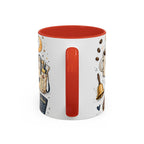 Teacher Fuel Coffee Mug | Powered by Coffee and Wine Funny Gift | Accent Color Ceramic 11oz 15oz
