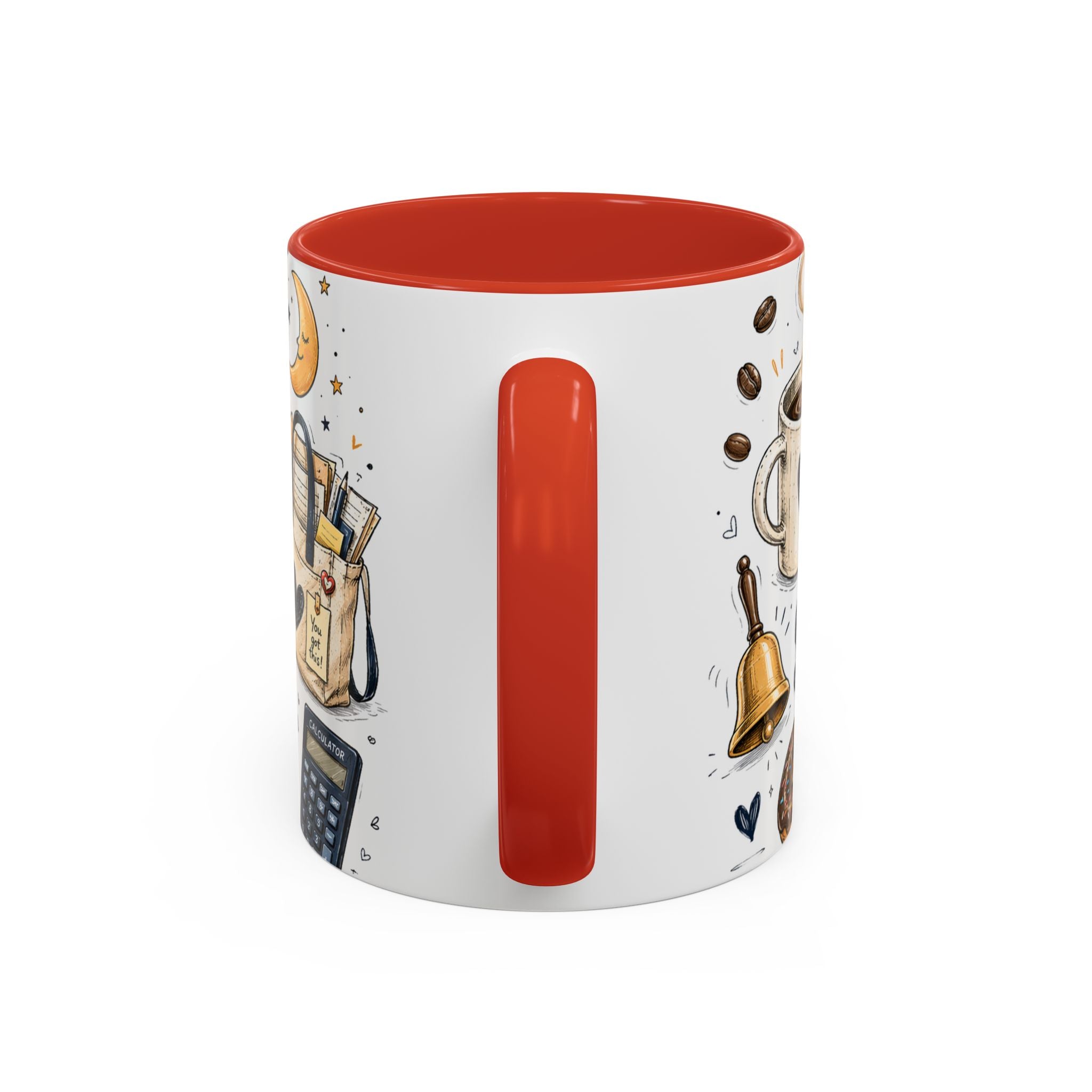 Teacher Fuel Coffee Mug | Powered by Coffee and Wine Funny Gift | Accent Color Ceramic 11oz 15oz