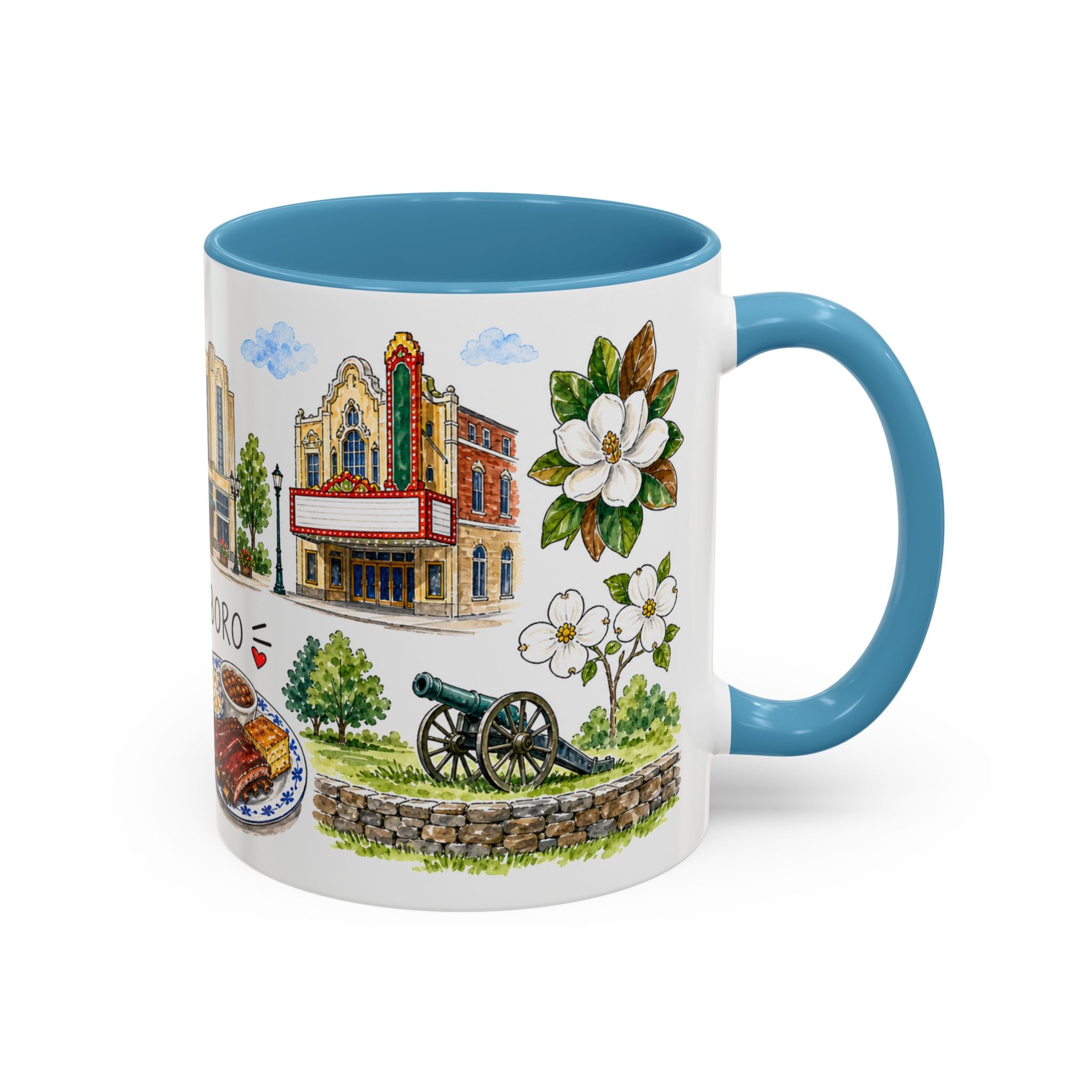 Greensboro Illustrated Travel Mug | City Souvenir Accent Coffee Mug | 11oz 15oz Ceramic Cup