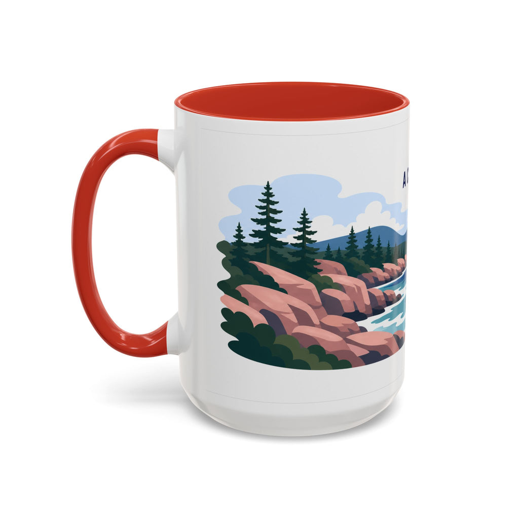 Acadia National Park Coffee Mug | Solid Color Block Park Souvenir | 11oz 15oz Accent Mug
