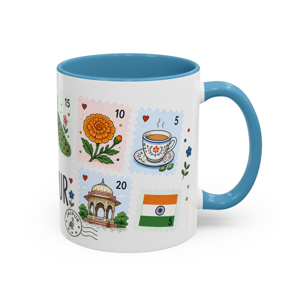Jaipur Coffee Mug | Postage Stamp Collage Mug | Travel Souvenir Accent Cup 11oz 15oz