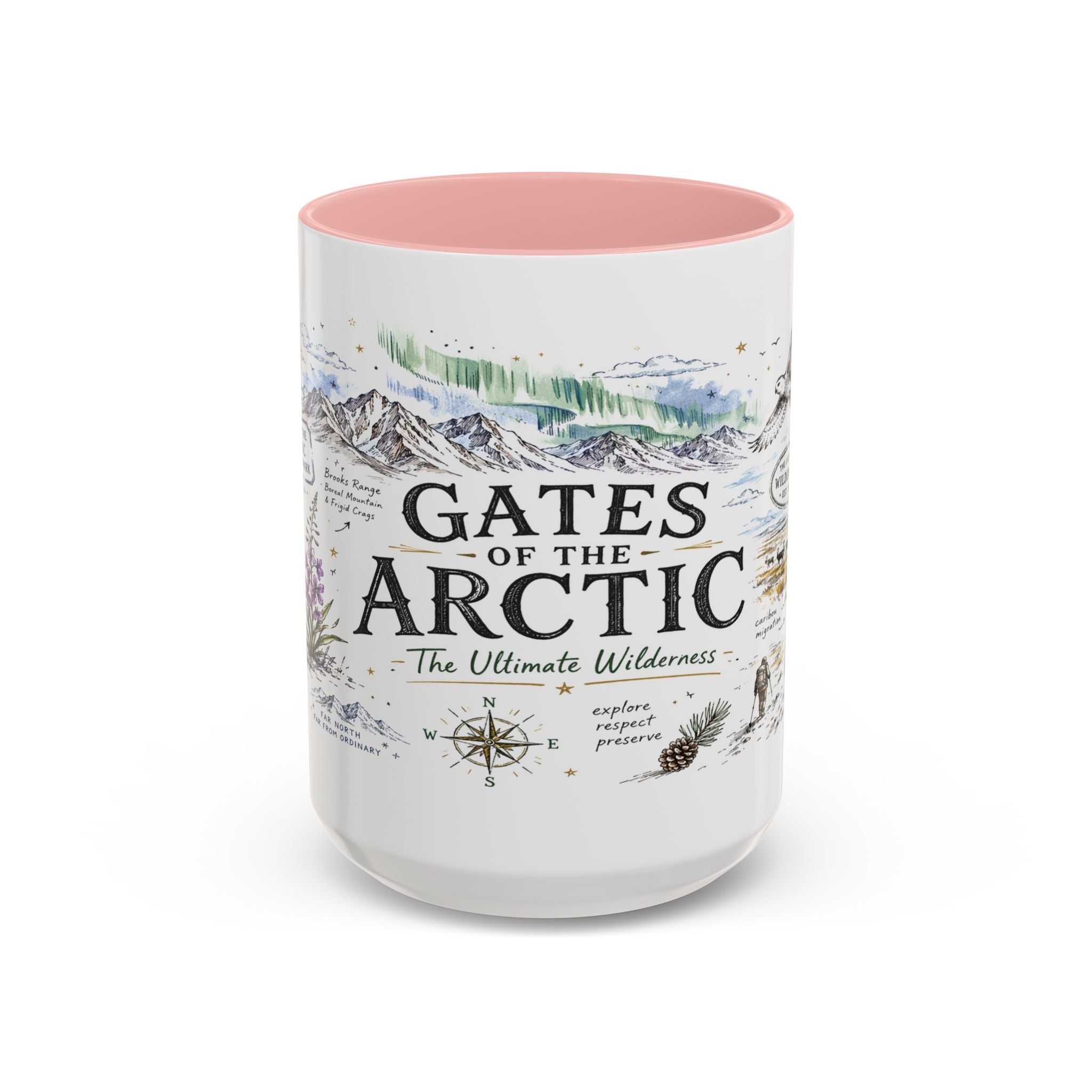 Gates of the Arctic National Park Coffee Mug | Alaska Arctic Wilderness Gift | Accent Color Ceramic 11oz 15oz
