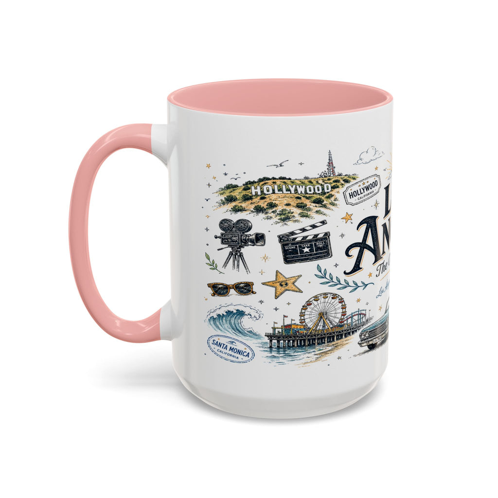 Los Angeles Coffee Mug | California Souvenir City Gift | Accent Color Ceramic 11oz 15oz