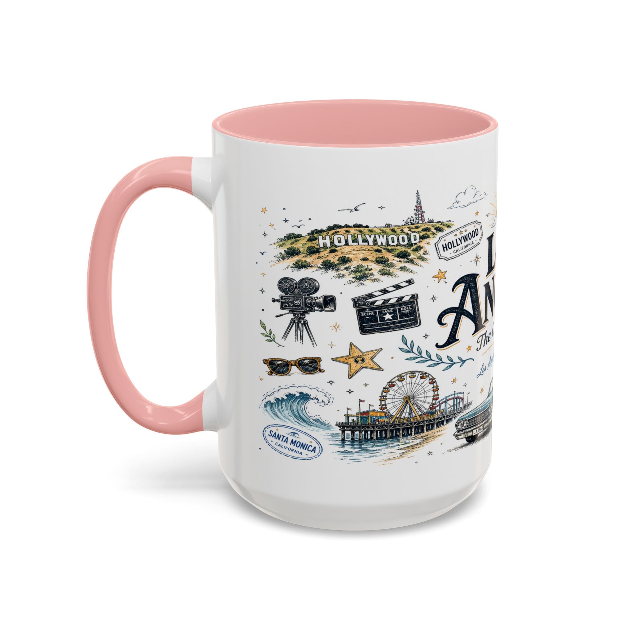 Los Angeles Coffee Mug | California Souvenir City Gift | Accent Color Ceramic 11oz 15oz