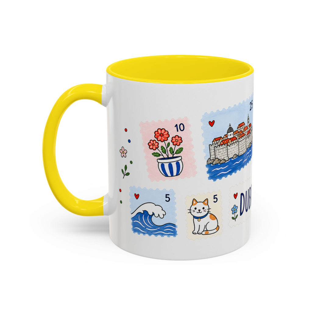 Dubrovnik Coffee Mug | Postage Stamp Collage Mug | Travel Souvenir Accent Cup 11oz 15oz