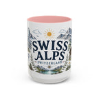 Swiss Alps Coffee Mug | Travel Destination Souvenir Gift | Accent Color Ceramic 11oz 15oz