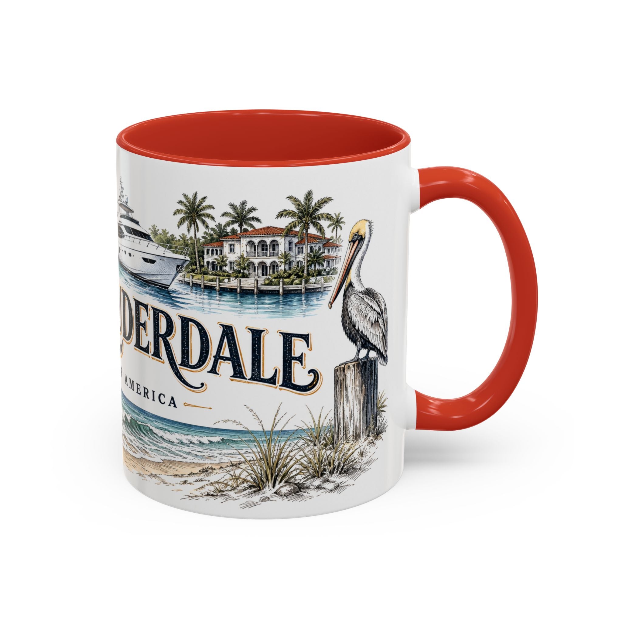 Fort Lauderdale Coffee Mug | United States Travel Souvenir | Vintage Illustrated City Gift | 11 oz 15 oz Accent Mug