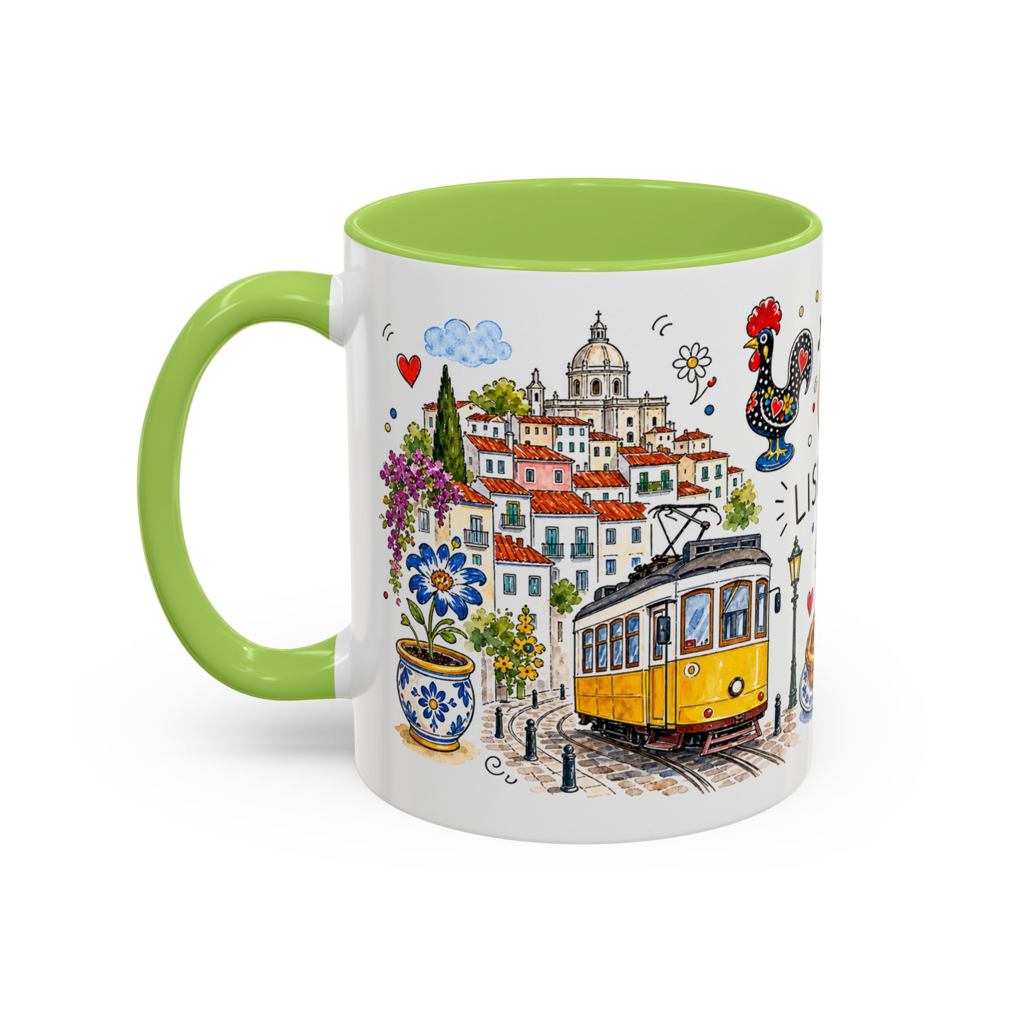 Lisbon Travel Mug | European City Souvenir Accent Coffee Mug | 11oz 15oz Ceramic Cup
