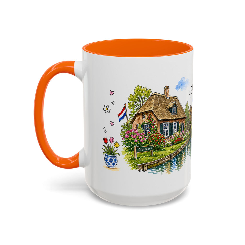 Giethoorn Illustrated Travel Mug | Netherlands Souvenir Accent Coffee Mug | 11oz 15oz Ceramic Cup