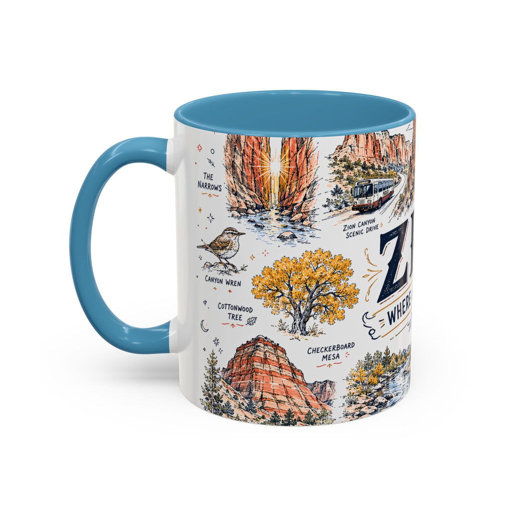 Zion National Park Coffee Mug | Hiking Camping Nature Gift | Accent Color Ceramic 11oz 15oz