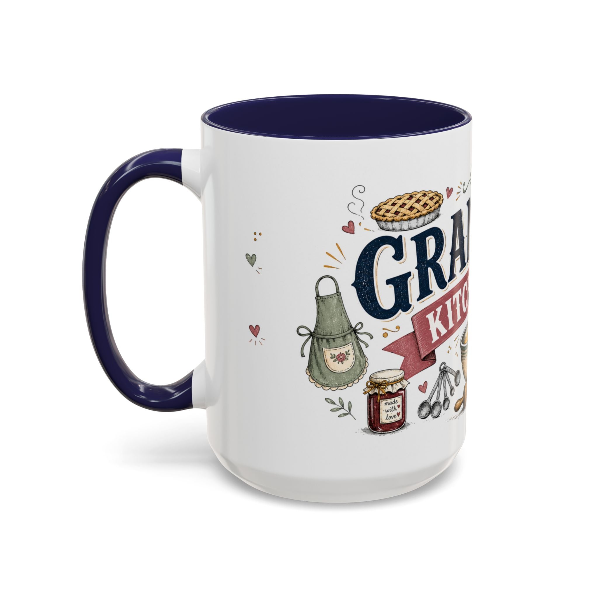 Grandma's Kitchen Hugs Coffee Mug | Gift From Grandkids | Accent Color Ceramic 11oz 15oz