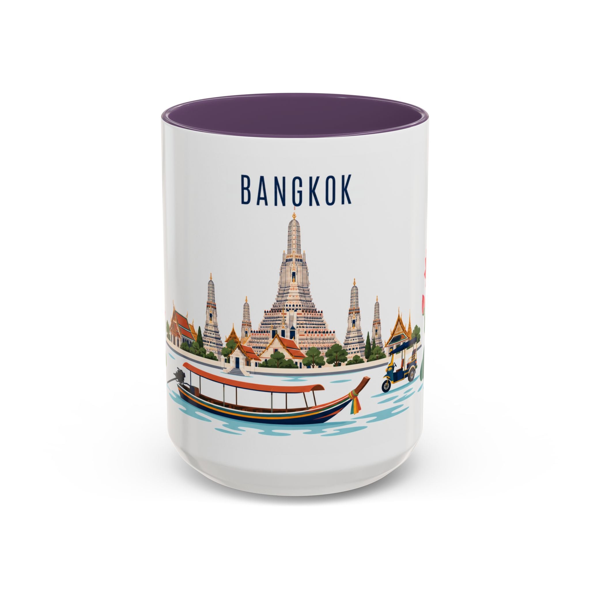 Bangkok Coffee Mug | Thailand Travel Souvenir | Porcelain Decal City Gift | 11oz 15oz Accent Mug