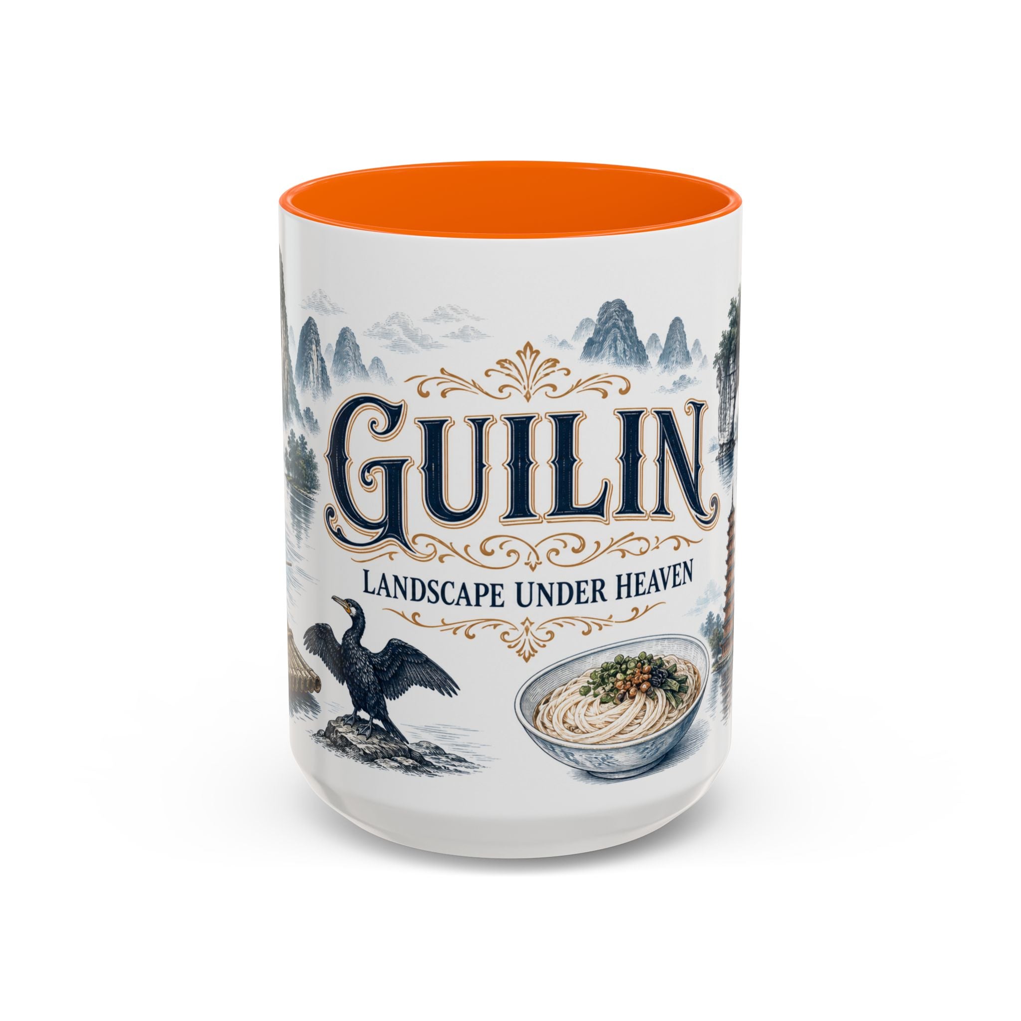 Guilin Coffee Mug | China Travel Souvenir | Vintage Illustrated City Gift | 11 oz 15 oz Accent Mug