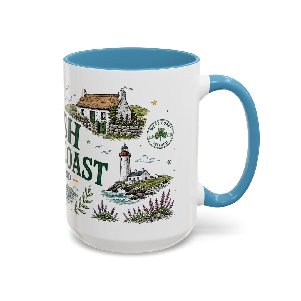 Irish West Coast Coffee Mug | Travel Destination Souvenir Gift | Accent Color Ceramic 11oz 15oz