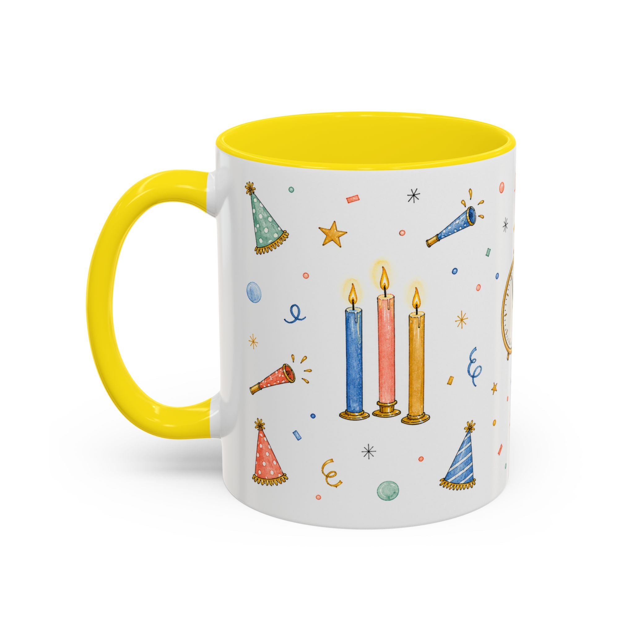 New Year Midnight Mug | Candle Firework Watercolor Party Gift | Accent Cup 11oz 15oz