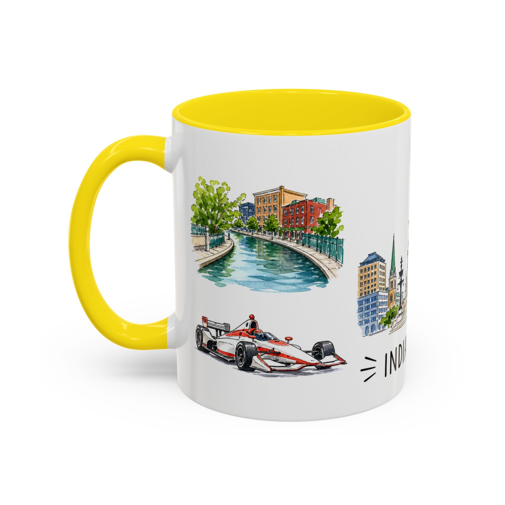 Indianapolis Illustrated Travel Mug | City Souvenir Accent Coffee Mug | 11oz 15oz Ceramic Cup