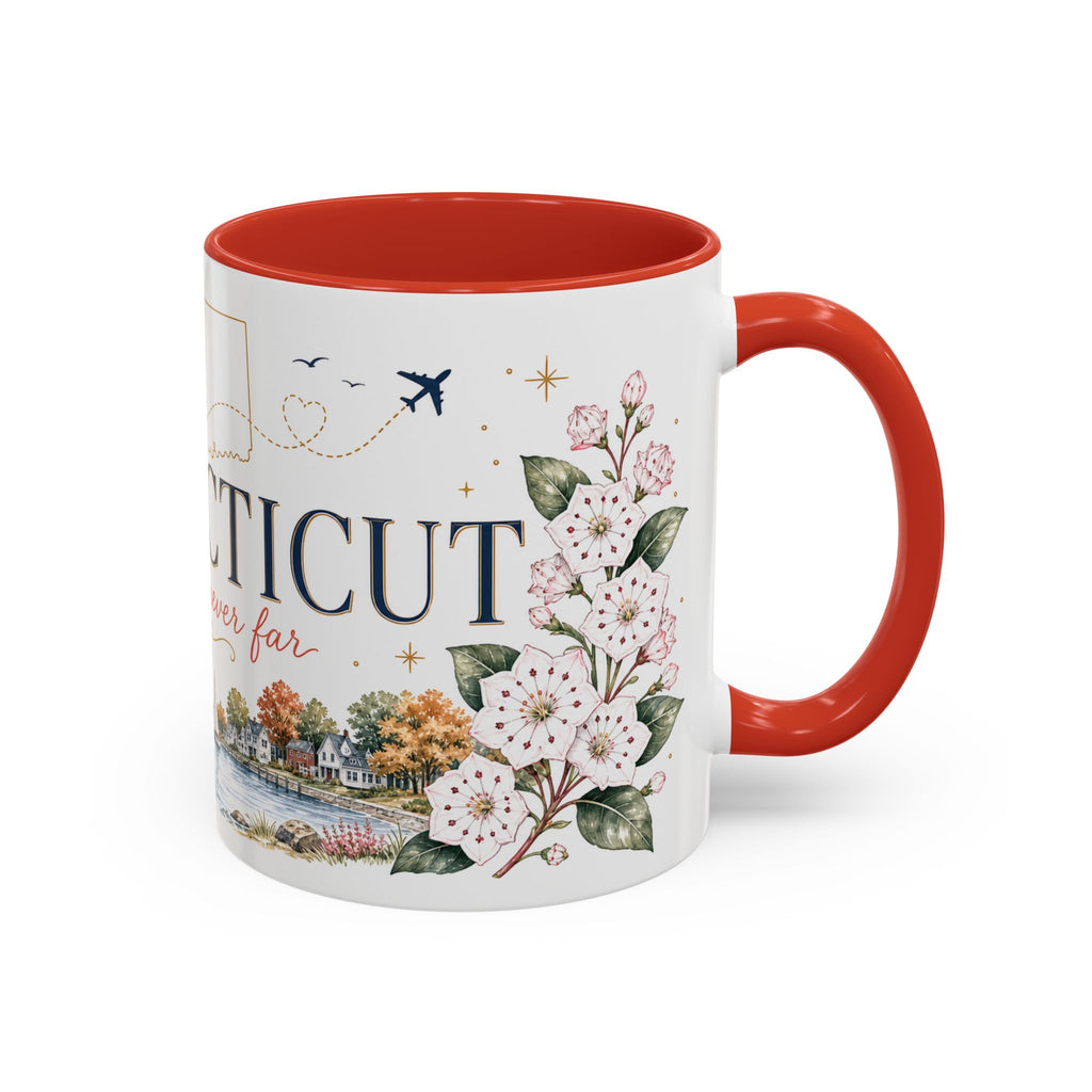 Connecticut State Map Mug | Botanical Accent Coffee Cup (11oz 15oz)