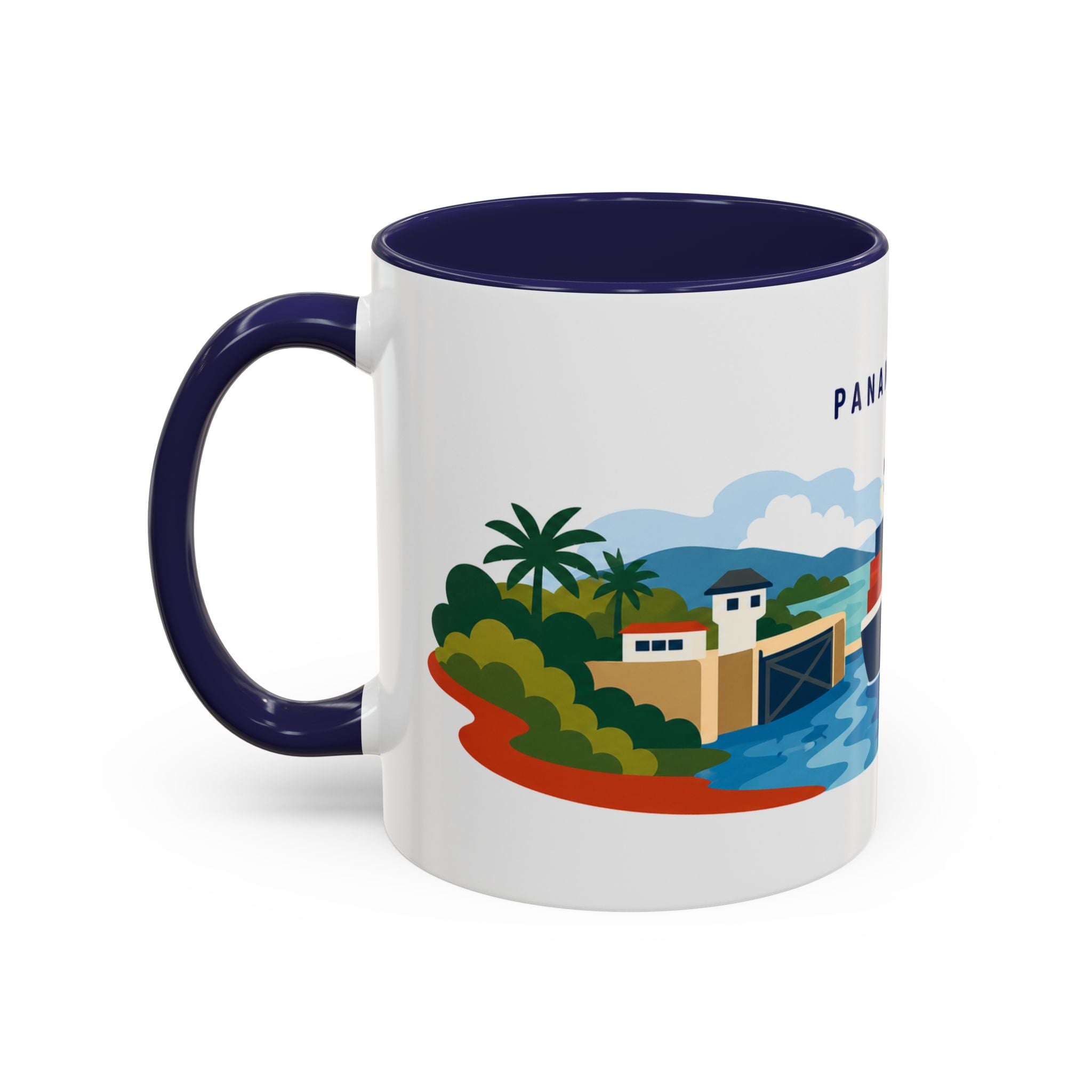 Panama Canal Coffee Mug | Travel Destination Souvenir Gift | Accent Color Ceramic 11oz 15oz