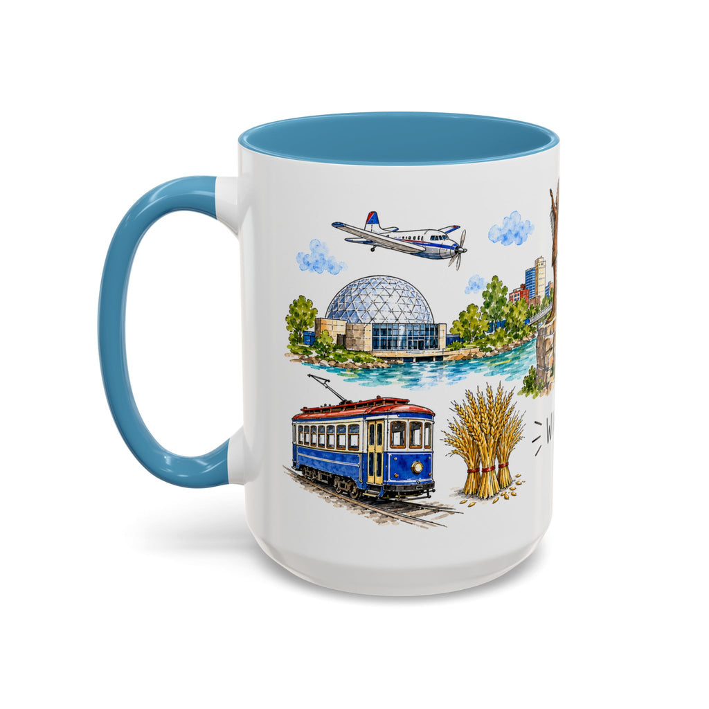 Wichita Illustrated Travel Mug | City Souvenir Accent Coffee Mug | 11oz 15oz Ceramic Cup