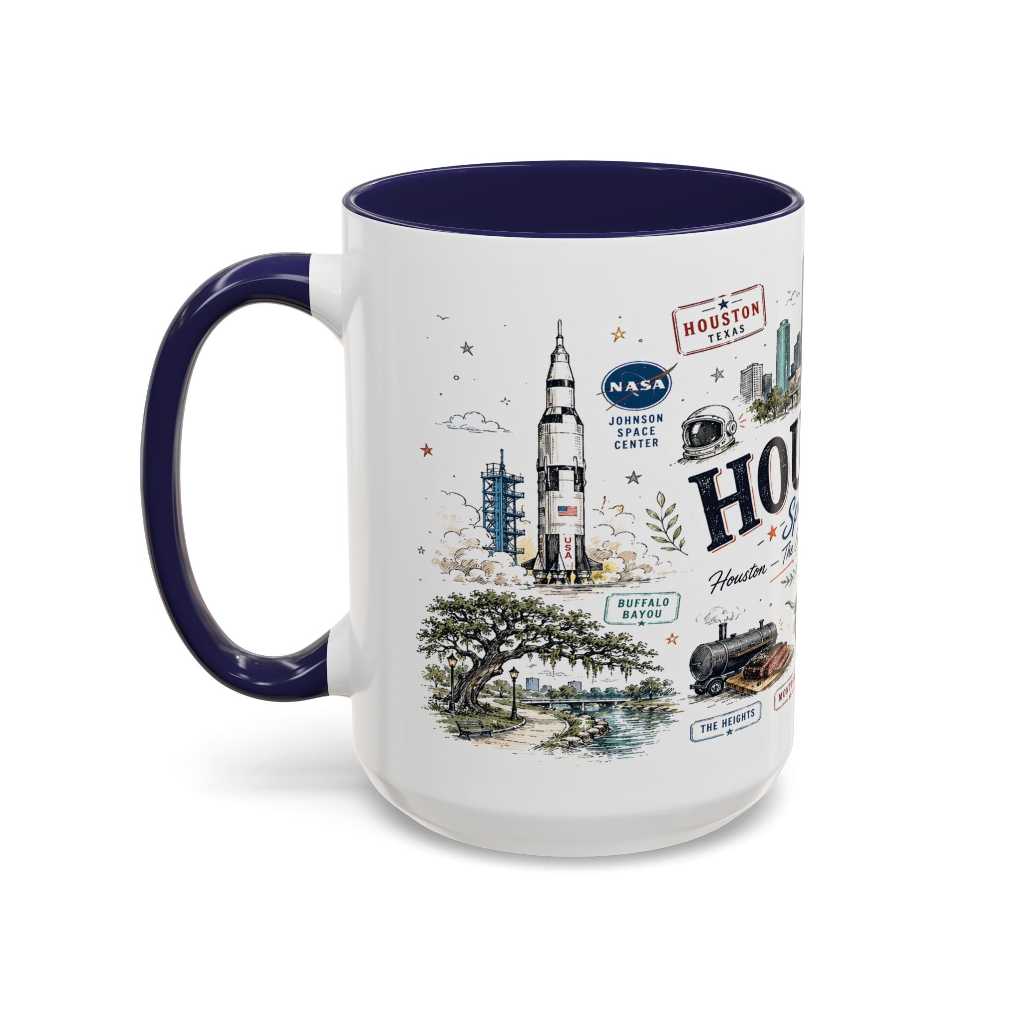 Houston Coffee Mug | Texas Souvenir City Gift | Accent Color Ceramic 11oz 15oz