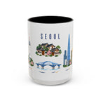 Seoul Coffee Mug | South Korea Travel Souvenir | Porcelain Decal City Gift | 11oz 15oz Accent Mug