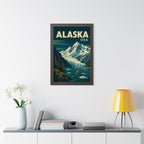 Alaska Mountains United States Framed Poster | Vintage Travel Wall Art | Black Walnut White Frame | 16x24 20x30