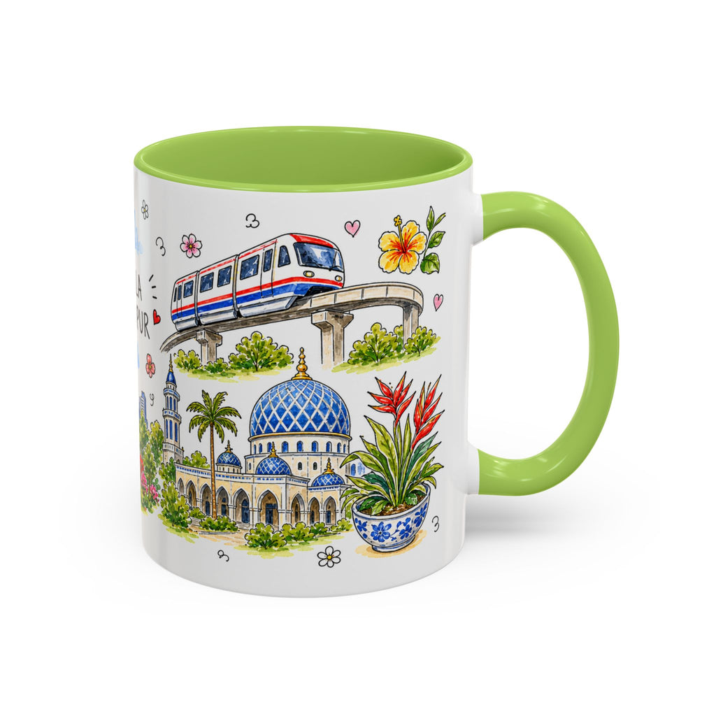 Kuala Lumpur Illustrated Travel Mug | City Souvenir Accent Coffee Mug | 11oz 15oz Ceramic Cup