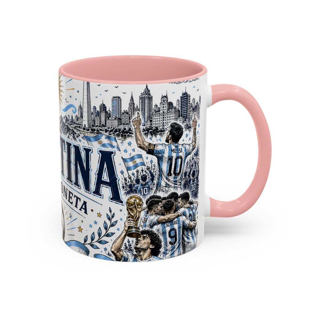 Argentina Soccer Coffee Mug | Soccer Fan Gift | Accent Color Ceramic 11oz 15oz Match Day Cup