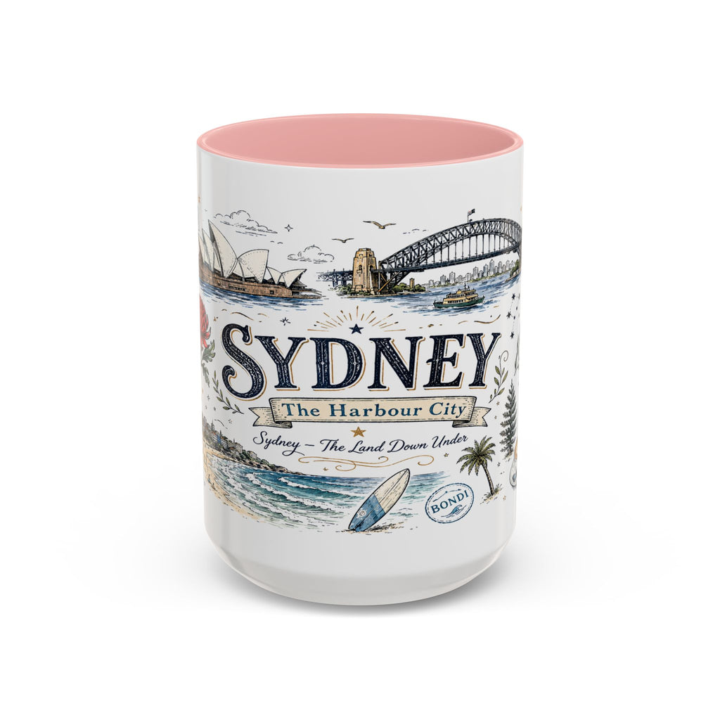 Sydney Coffee Mug | Australia Souvenir Travel Gift | Accent Color Ceramic 11oz 15oz