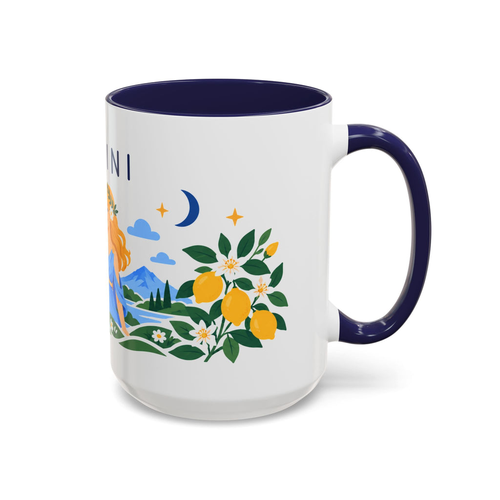 Gemini Zodiac Coffee Mug | Twins and Floral Design | Astrology Birthday Gift | 11 oz 15 oz Ceramic Accent Mug
