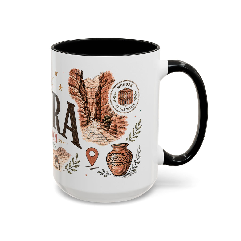 Petra Coffee Mug | Travel Destination Souvenir Gift | Accent Color Ceramic 11oz 15oz