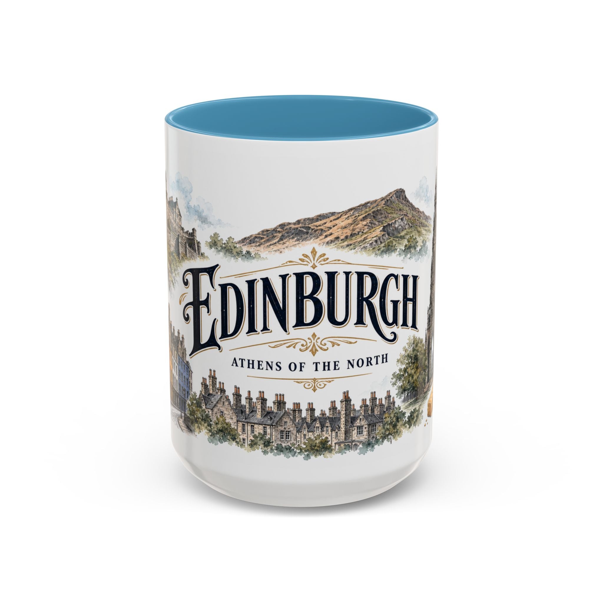 Edinburgh Coffee Mug | United Kingdom Travel Souvenir | Vintage Illustrated City Gift | 11 oz 15 oz Accent Mug