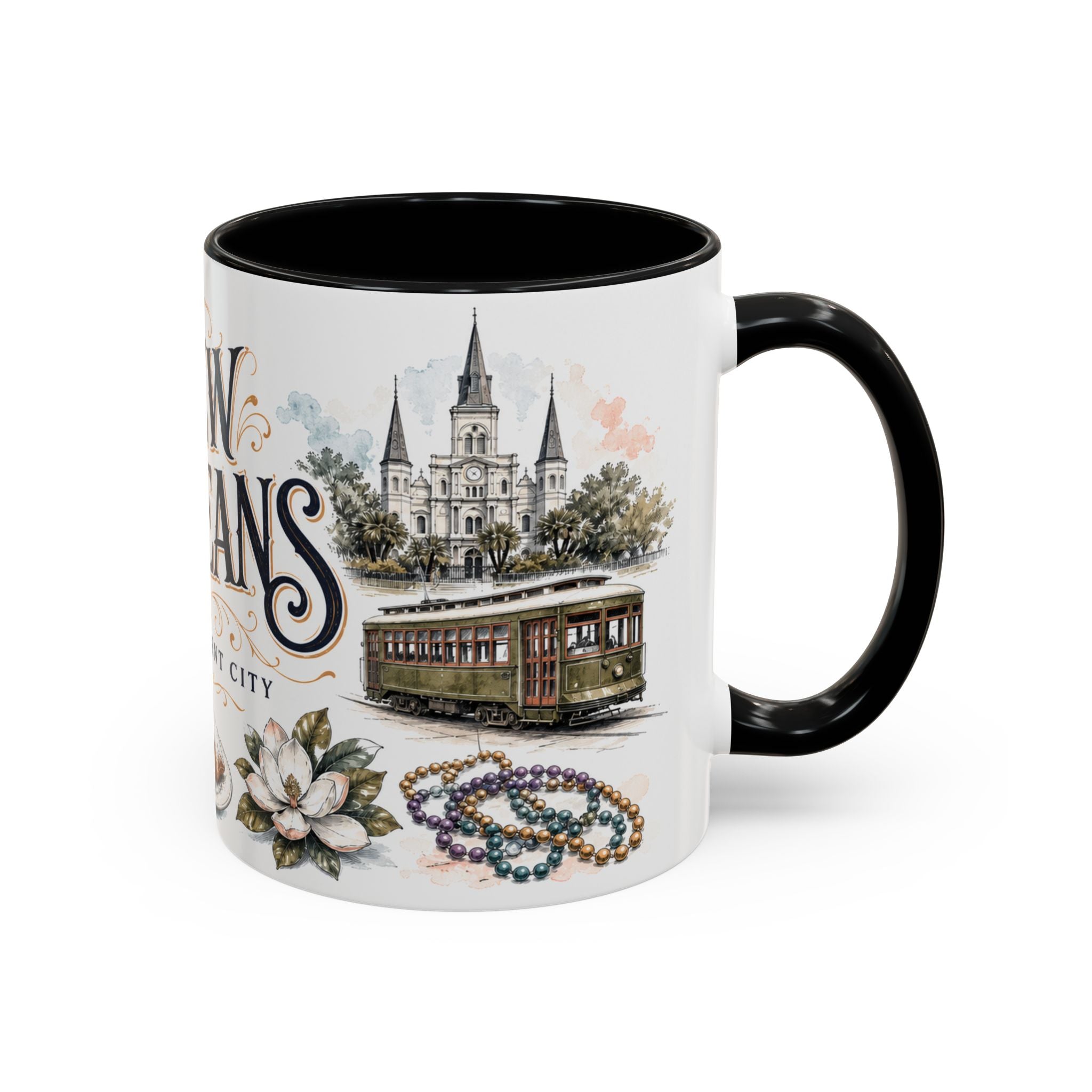 New Orleans Coffee Mug | United States Travel Souvenir | Vintage Illustrated City Gift | 11 oz 15 oz Accent Mug