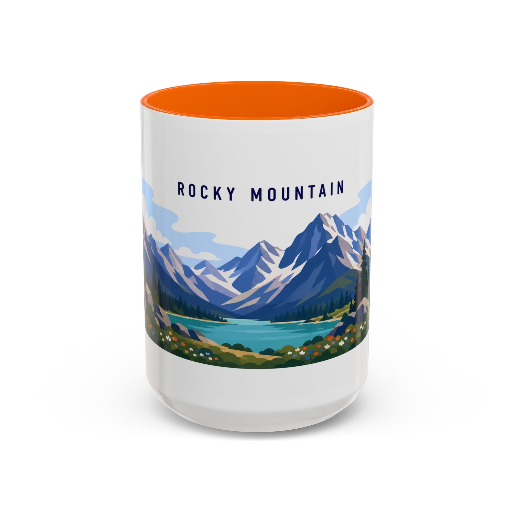 Rocky Mountain National Park Coffee Mug | Solid Color Block Park Souvenir | 11oz 15oz Accent Mug