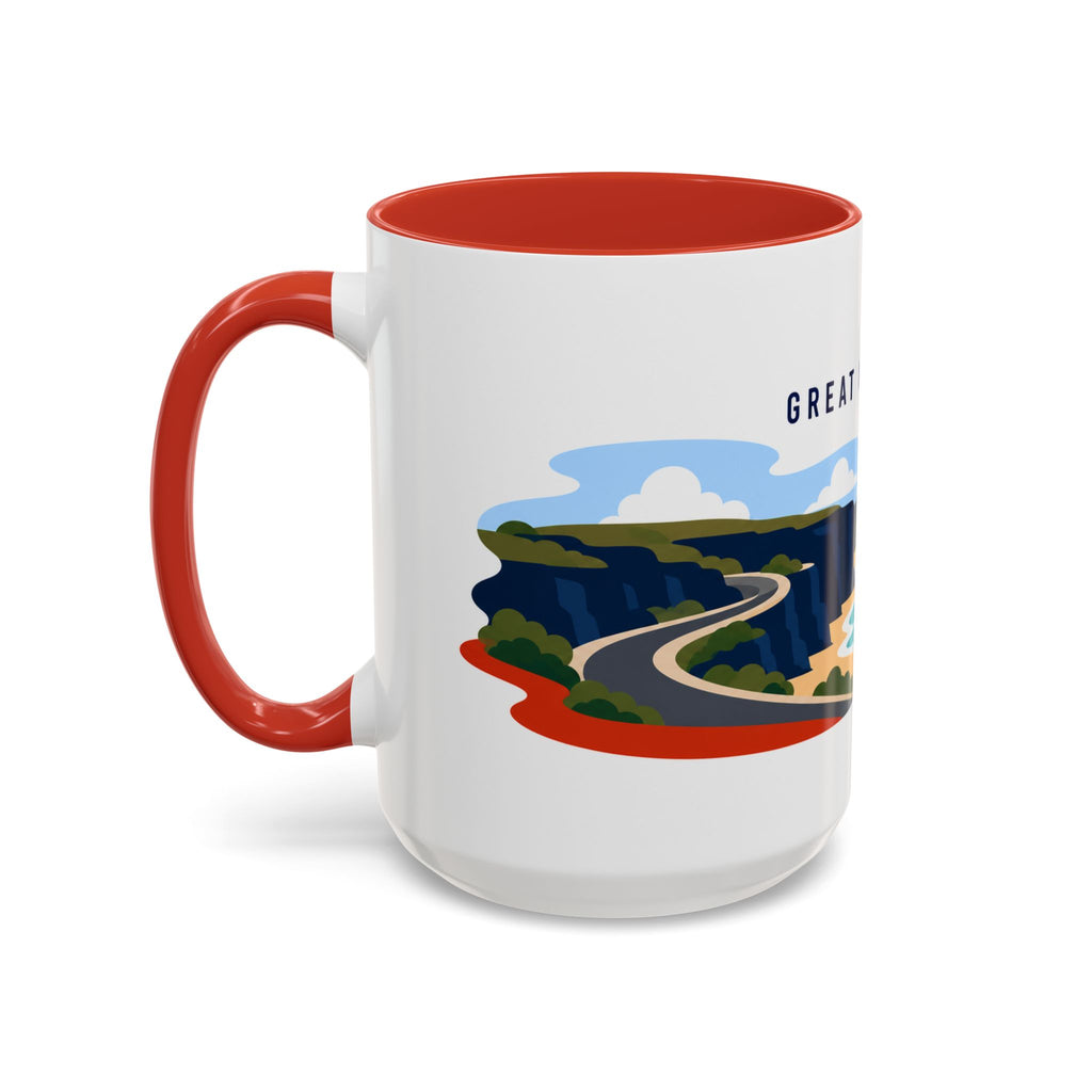 Great Ocean Road Coffee Mug | Travel Destination Souvenir Gift | Accent Color Ceramic 11oz 15oz
