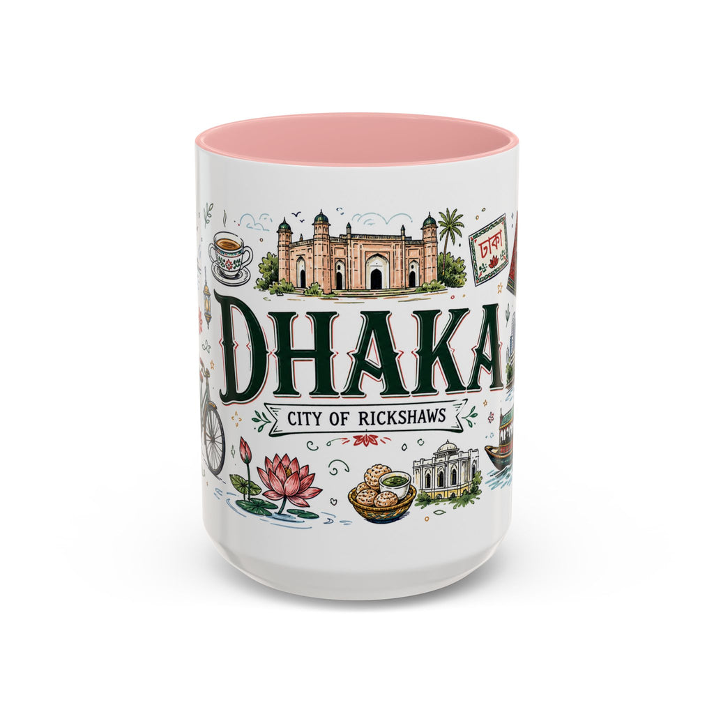 Dhaka Coffee Mug | Bangladesh Souvenir Travel Gift | Accent Color Ceramic 11oz 15oz