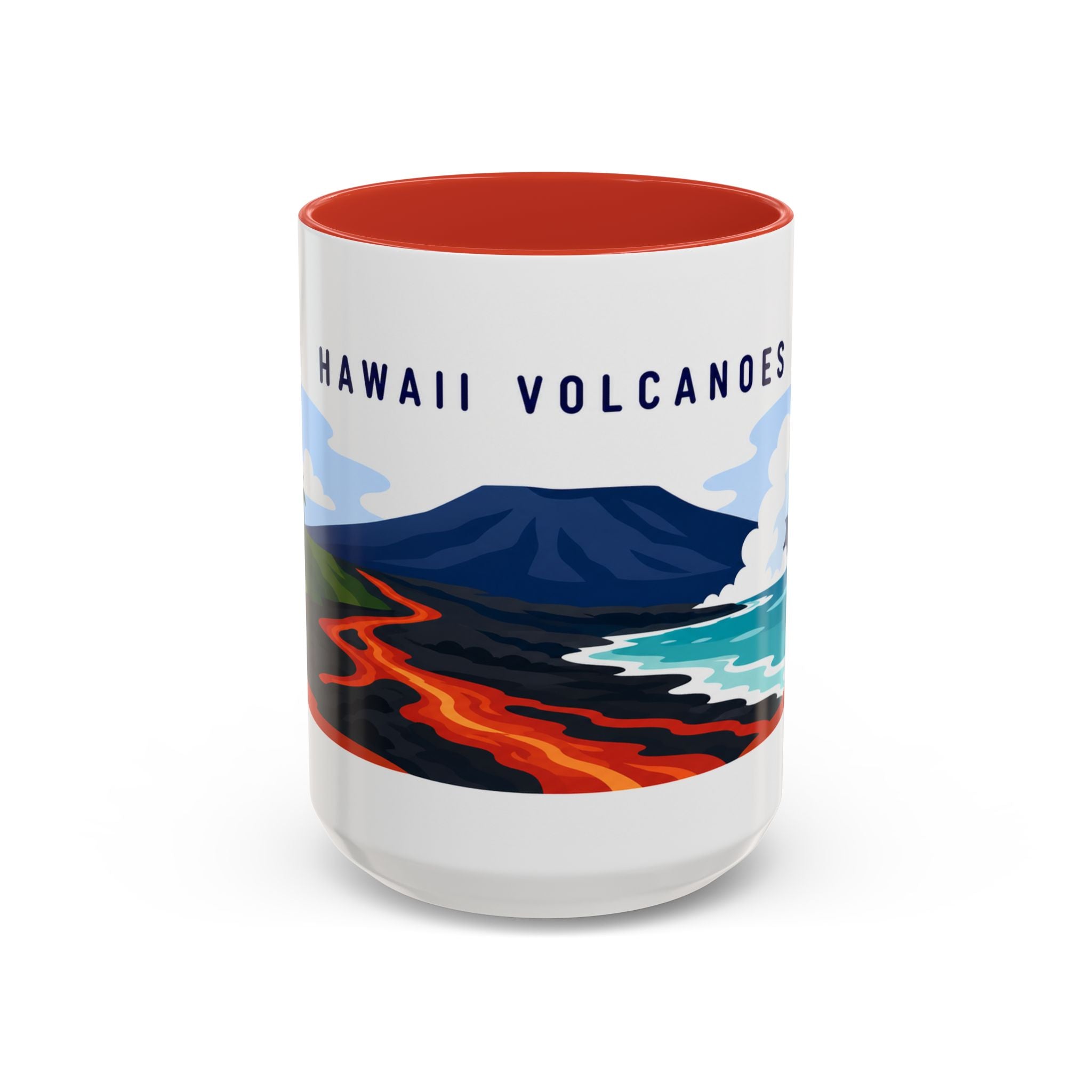 Hawaii Volcanoes Coffee Mug | Travel Destination Souvenir Gift | Accent Color Ceramic 11oz 15oz