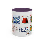 Fez Coffee Mug | Postage Stamp Collage Mug | Travel Souvenir Accent Cup 11oz 15oz