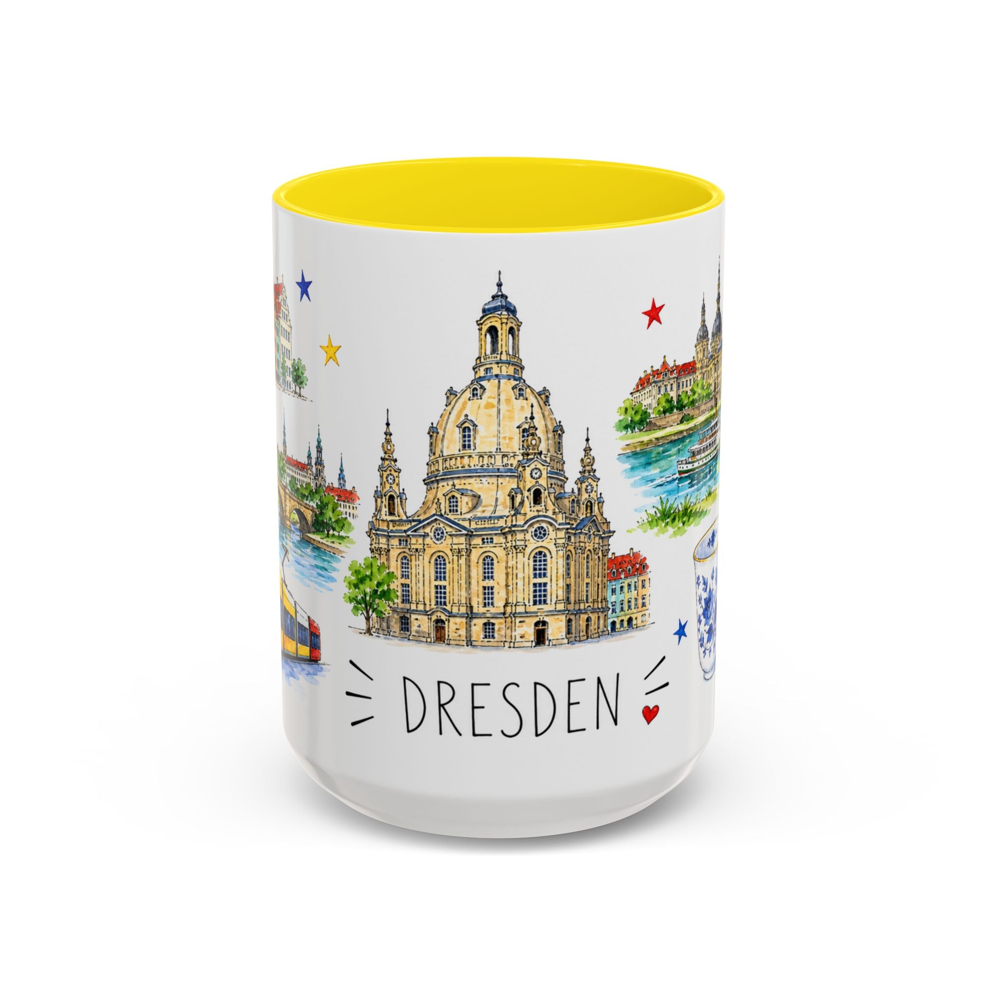 Dresden Illustrated Travel Mug | City Souvenir Accent Coffee Mug | 11oz 15oz Ceramic Cup