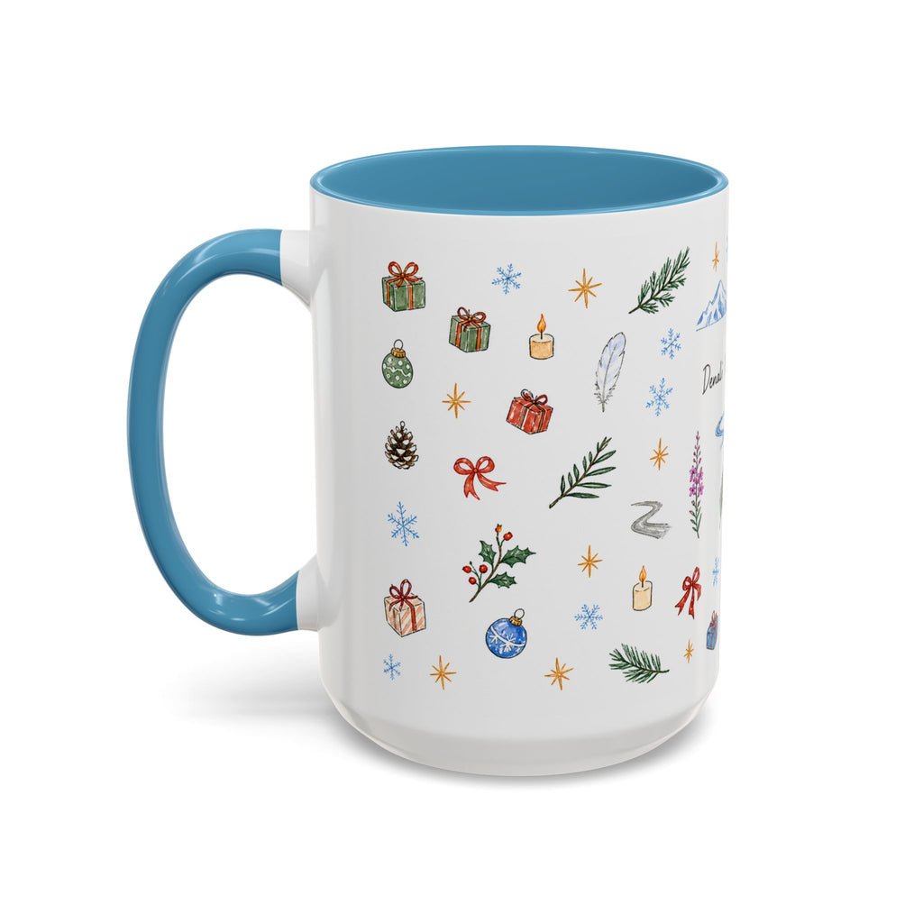 Denali National Park Christmas Mug | Watercolor Travel Souvenir | Holiday Gift | Accent Ceramic Coffee Cup 11oz 15oz