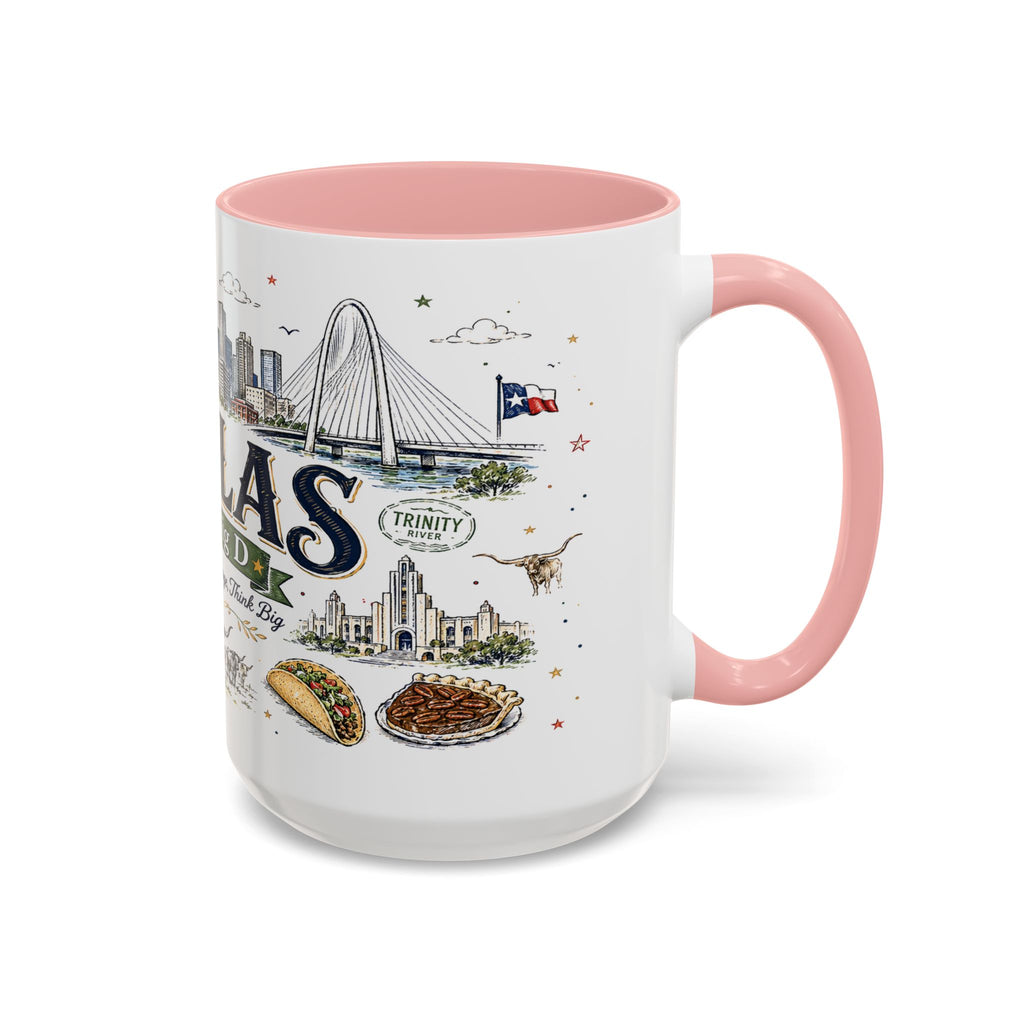 Dallas Coffee Mug | Texas Souvenir City Gift | Accent Color Ceramic 11oz 15oz