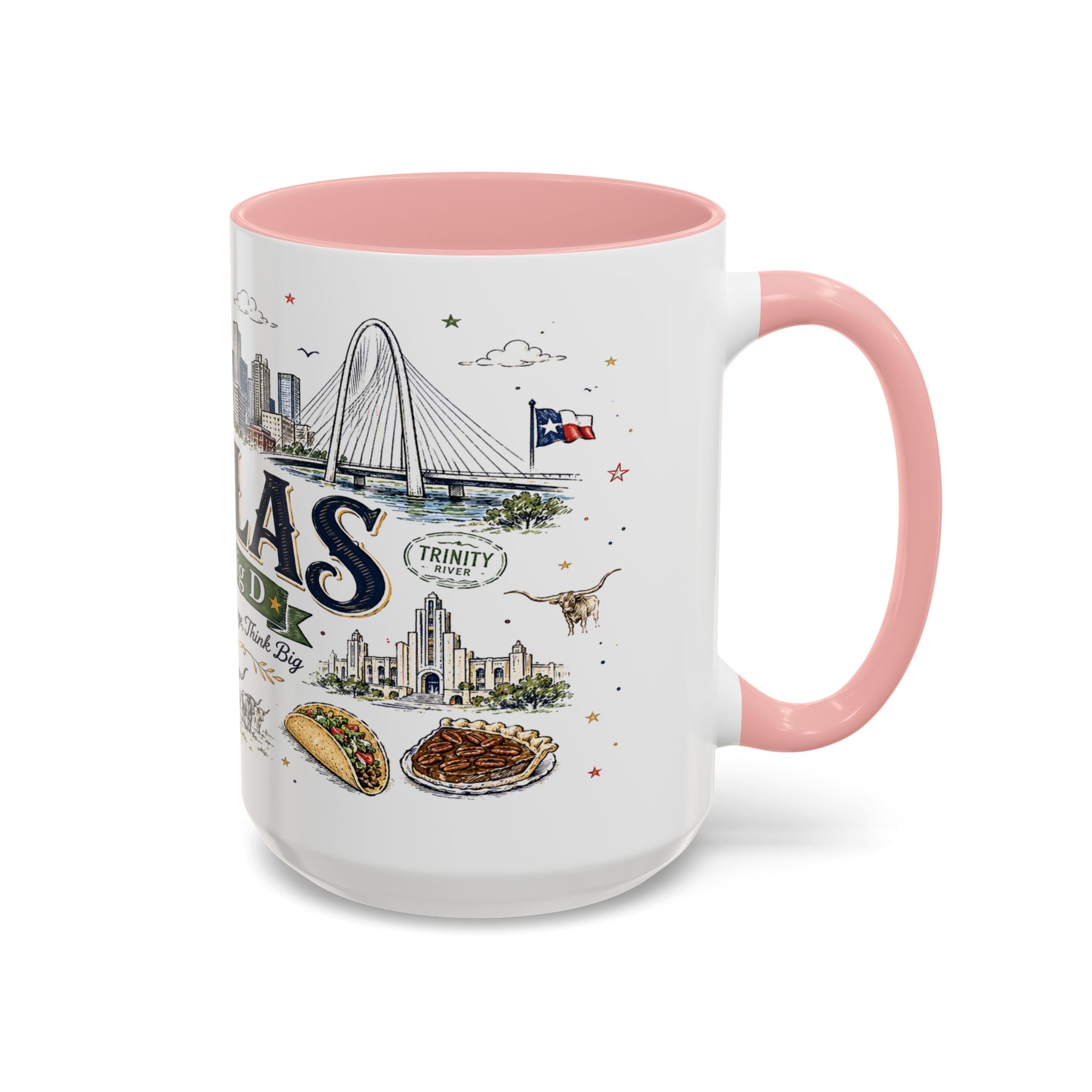 Dallas Coffee Mug | Texas Souvenir City Gift | Accent Color Ceramic 11oz 15oz
