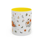 Floral Pumpkin Halloween Mug | Friendly Ghost Watercolor Gift | Accent Cup 11oz 15oz