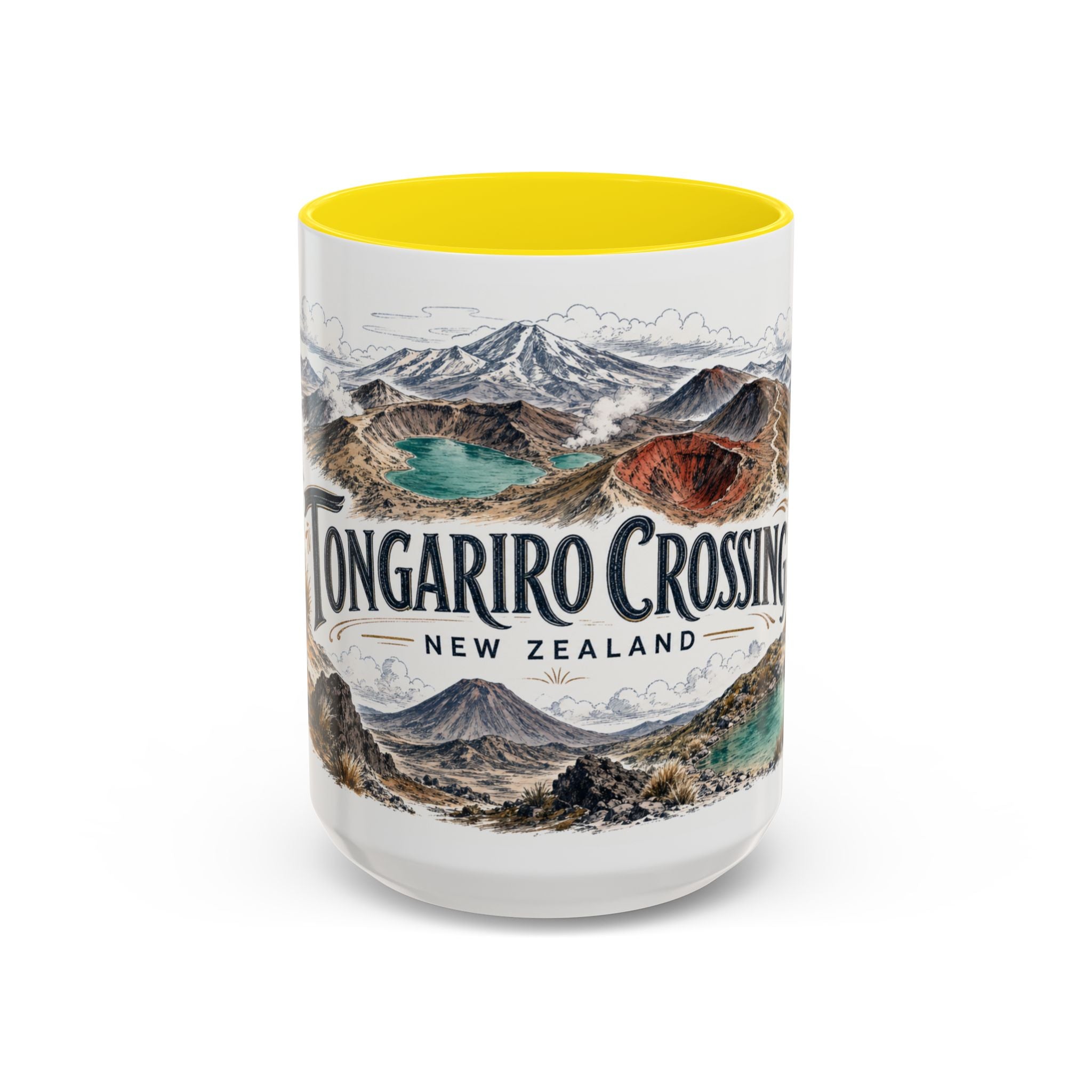 Tongariro Crossing Mug, New Zealand Travel Souvenir, Bucket List Gift, Accent Ceramic Coffee Mug 11oz 15oz