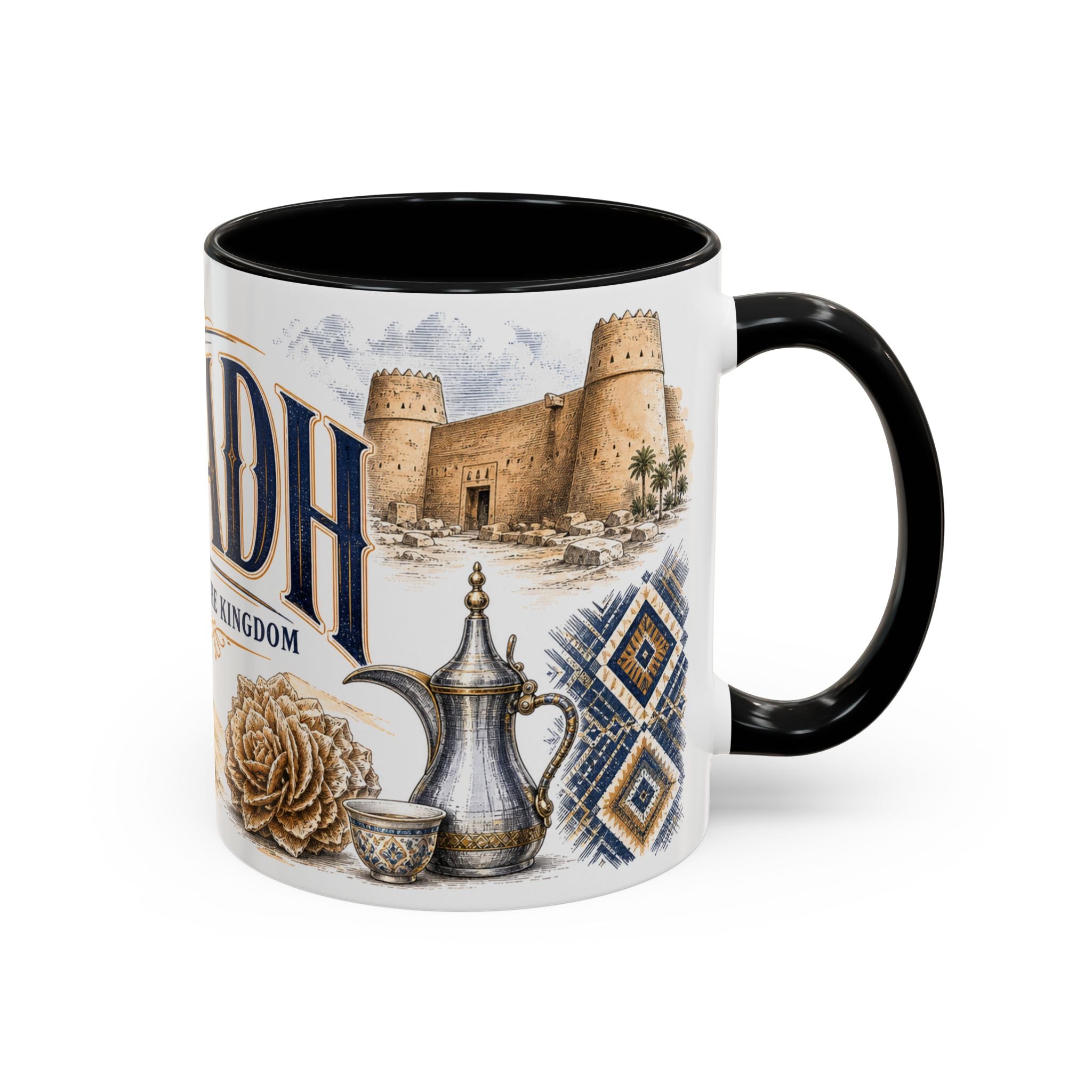 Riyadh Coffee Mug | Saudi Arabia Travel Souvenir | Vintage Illustrated City Gift | 11 oz 15 oz Accent Mug
